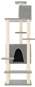 Albero per gatti con tiragraffi in sisal grigio chiaro 154 cm