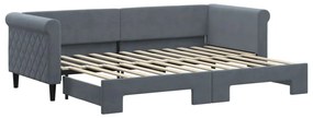 Divano letto con letto estraibile grigio scuro 80x200cm velluto