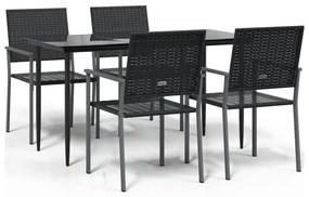 Set da pranzo da giardino 5 pz in polyrattan e acciaio