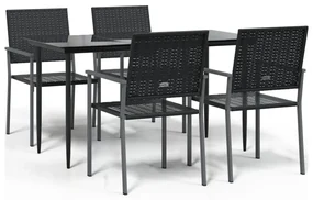 Set da pranzo da giardino 5 pz in polyrattan e acciaio