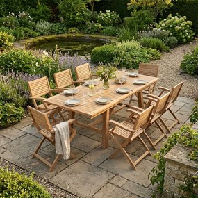 ORATOR - set tavolo in teak cm 160/240 x 90 x 77 h con 8 poltrone Orator