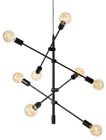 Lampada a sospensione industriale nera 8 luci - Sydney