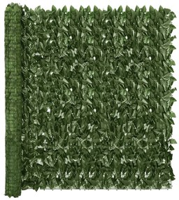 Paravento Da Balcone Con Foglie Verde Scuro 400x150 Cm /