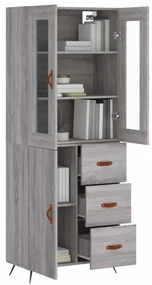 Credenza grigio sonoma 69,5x34x180 cm in legno multistrato