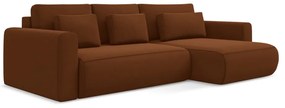 Divano angolare color terracotta allungabile/con contenitore (con penisola a destra/con chaise lounge) con rivestimento in velluto Kapua – Makamii