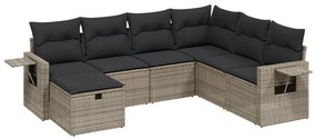 Set Divani da Giardino 7 pz con Cuscini Grigio in Polyrattan