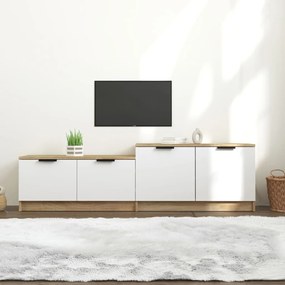 Mobile Tv Bianco Rovere Sonoma 158,5x36x45 Cm Legno Multistrato /