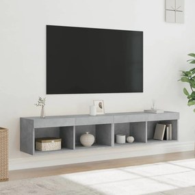 Mobili TV con Luci LED 2pz Grigio Cemento 80x30x30 cm