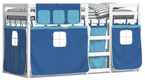 Letto A Castello Senza Materasso Blu 75x190 Cm Massello Pino /