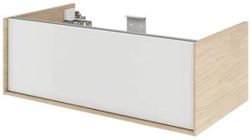 Mobile da bagno sotto lavabo SENSEA Neo Frame bianco e rovere naturale laccato lucido L 90 x H 32 x P 48 cm 1 cassetto, lavabo non incluso