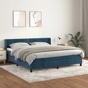 Giroletto A Molle Con Materasso Blu Scuro 160x200 Cm İn Velluto /