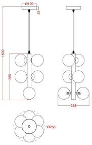 Wofi 6014-601W - Lampadario LED a sospensione con filo VILLA 6xG9/3W/230V oro