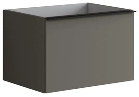 Mobile da bagno sotto lavabo Pixel plain frontale grigio carbone e maniglia alluminio nero laccato opaco L 60 x H 40 x P 45.5 cm 1 cassetto, lavabo non incluso