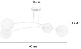 Lampadario a Sospensione in Acciaio e Vetro PREGOS 4 Nero/Bianco 4xE14 Colore del corpo Bianco