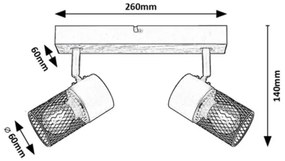 Rabalux 71152 - Faretto METTA 2xE14/40W/230V quercia