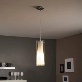Lampadario Neoclassico Pinto bianco paralume trasparente E27 Ø30cm EGLO
