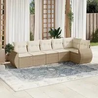 Set Divano da Giardino 6 pz con Cuscini Beige in Polyrattan 3221387