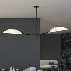 Sospensione Nordica 2 Luci Ares In Acciaio Nero Bianco E Oro Bracci Regolabili