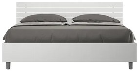 Letto matrimoniale contenitore 160x190 testata inclinata con doghe bianco frassino Ankel