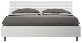 Letto contenitore 160x190 testata inclinata con doghe bianco frassino Ankel