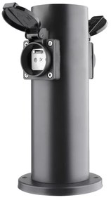 Solight PG10B - Colonna presa esterna 2Z 230V IP44 nera tonda