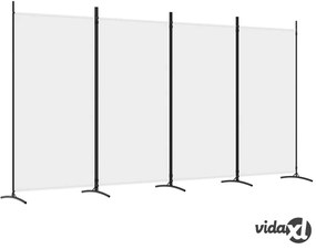 vidaXL Divisorio a 4 Pannelli Bianco 346x180 cm Tessuto