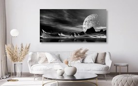 Stampa su tela – Pianeta futuristico in bianco e nero