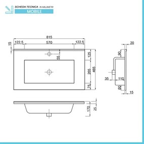 Mobile bagno sospeso 80 rovere fumo e blu pastello con lavabo e specchio Iris