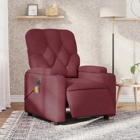 Poltrona Massaggiante Reclinabile Elettrica Rosso Vino Tessuto /