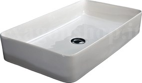 Lavabo 60,5x35,5 da appoggio rettangolare in ceramica per top mobile bagno Bianco lucido