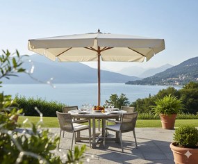 Ombrellone da Giardino 3x3 m Palo Ø48 mm in Legno Vorghini De Lux Ecrù...