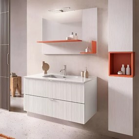 Mobile bagno sospeso 100 cm con lavabo e 2 cassetti LYRA Bianco Opaco