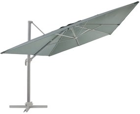 Ombrellone a palo laterale grigio AURA NATERIAL con telo verde