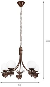 Brilagi - LED Lampadario a sospensione con catena COTTAGE 5xG9/40W/230V quercia/bianco