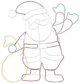 Lampada da terra natalizia Babbo Natale 117 cm con LED e timer IP44 - Pax