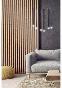 Lampadario 6 Luci Moderno Shu Acciaio Nero E Paralumi A Cilindri Sottili