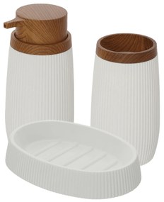Set 3 Accessori D'Appoggio Feridras "London" Bianco/Legno