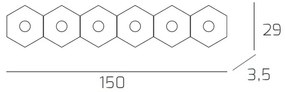 Plafoniera Moderna Hexagon Metallo Grigio Antracite 6 Luci Led 12X6W