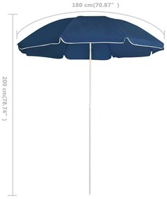 Ombrellone da Esterni con Palo in Acciaio Blu 180 cm