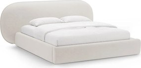 Letto matrimoniale imbottito color crema con contenitore con rete inclusa 160x200 cm Ovalo – Micadoni