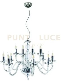 Lampadario in vetro bach 12 luci lp.bach-12sp-cr cromato