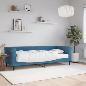 Divano Letto Con Materasso Blu 80x200 Cm İn Velluto /