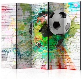 Paravento Sport Colorato II (5 parti) - composizione sportiva, sfondo mattoni