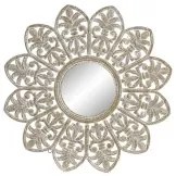Specchio da parete DKD Home Decor Fiore Bianco Legno MDF Decapaggio (89 x 2 x 89 cm)