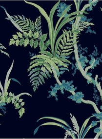 Coordonne Carta da parati Wild Ferns - Navy