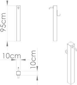 Fontana da Giardino Design a Colonna Quadrata Rubinetto in Ottone e Base 5 mm Antracite...