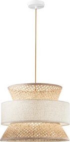 Lampadario Moderno I-GAZEBO-S40-BB nero paralume beige e havana E27 Ø40cm LUCE AMBIENTE DESIGN