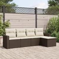 Set Divano da Giardino 5 pz con Cuscini Marrone in Polyrattan 3251230