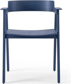 Sedia da pranzo blu in rovere massiccio con braccioli Flip – Gazzda