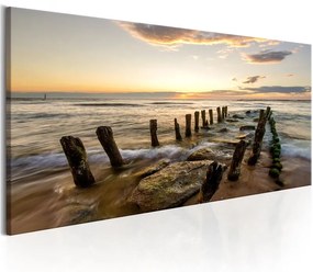 Quadro Wooden Breakwaters  Colore Beige, Dimensioni e Misure 120x40